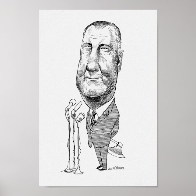 Spiro Agnew Hiding His Axe Caricature Poster (Front)