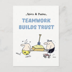 Spiro & Pusho Teamwork Quotes Postcard