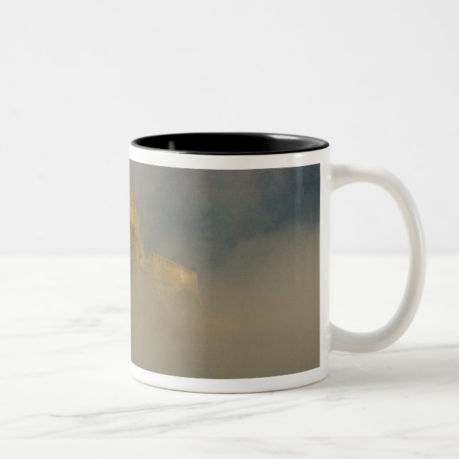 Spissky hrad in mist, Slovakia 2 Two-Tone Coffee Mug (Right)