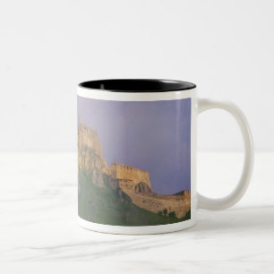 Spissky hrad in mist, Slovakia Two-Tone Coffee Mug