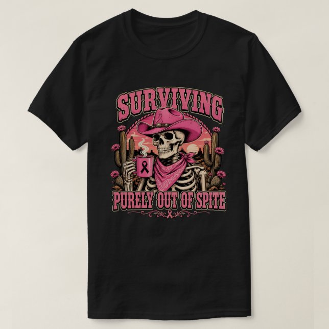 Spiteful Survivor Western Skeleton  T-Shirt (Design Front)