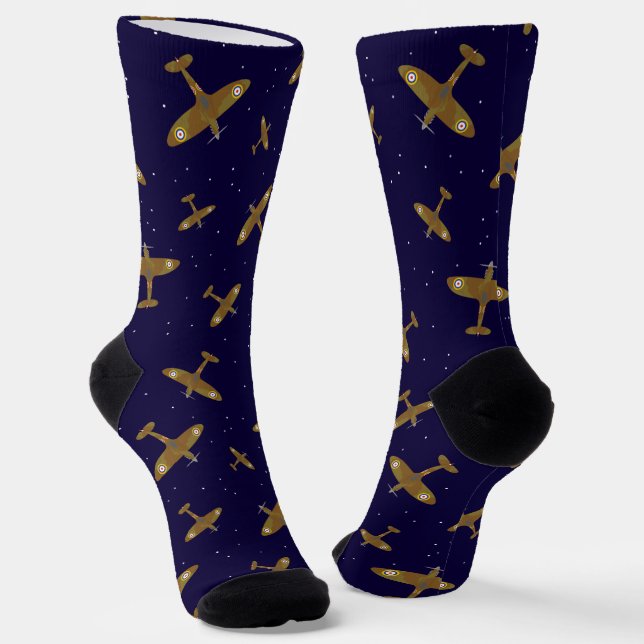 Spitfire Aeroplanes Aviation Themed Socks (Angled)