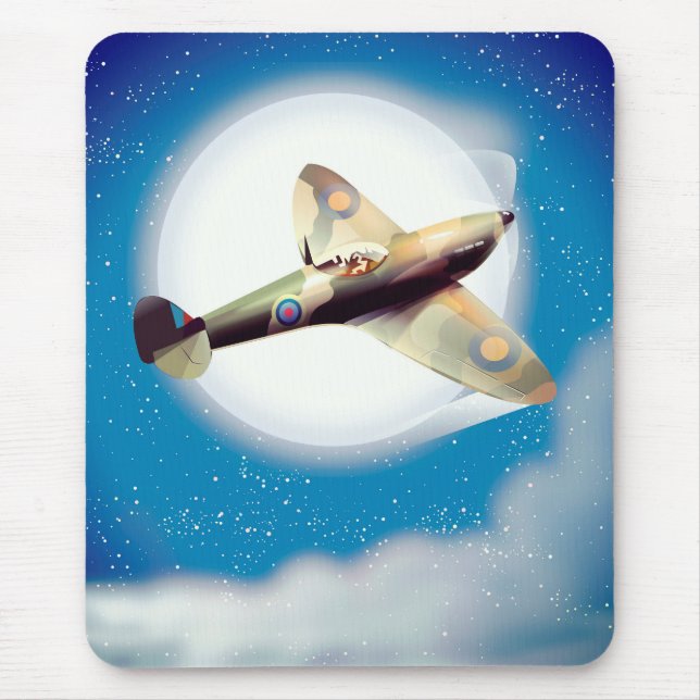 Spitfire aircraft travel poster print mouse mat (Front)
