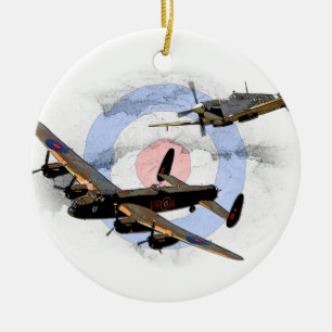 Spitfire and Lancaster Ceramic Tree Decoration
