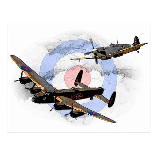 Spitfire and Lancaster Postcard