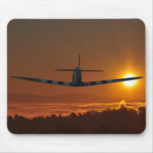Spitfire flies into the sunrise mouse mat