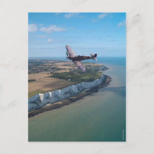 Spitfire over the English coast. Postcard