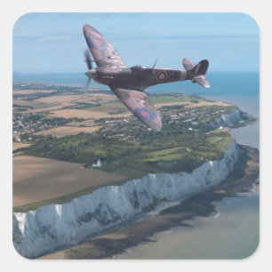 Spitfire over the English coast. Square Sticker