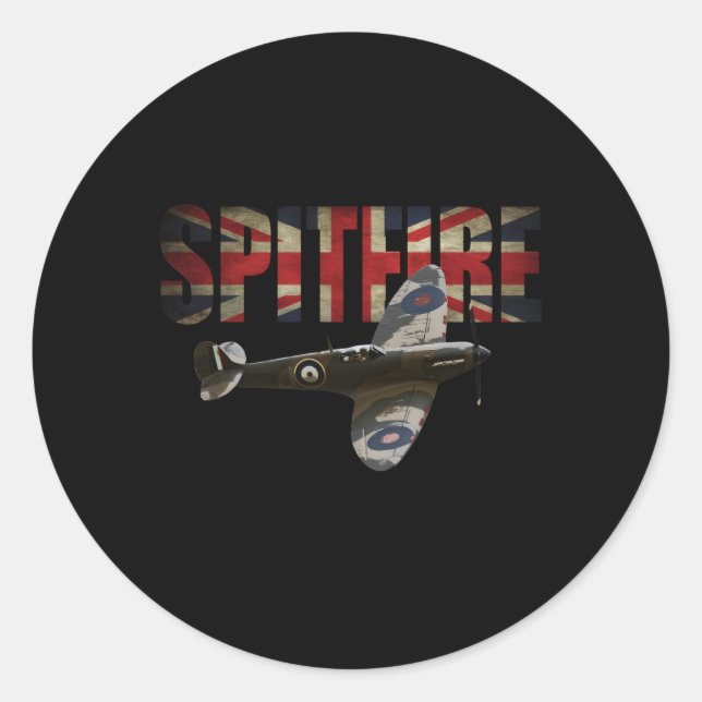 Spitfire Raf Supermarine Ww2 Fighter Plane Union J Classic Round Sticker (Front)