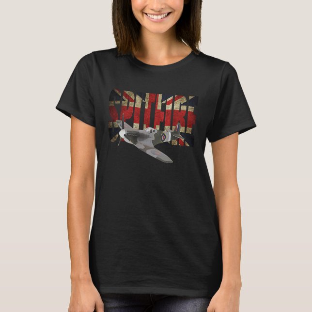 SPITFIRE RAF WW2 FIGHTER PLANE  UNION JACK T-Shirt (Front)