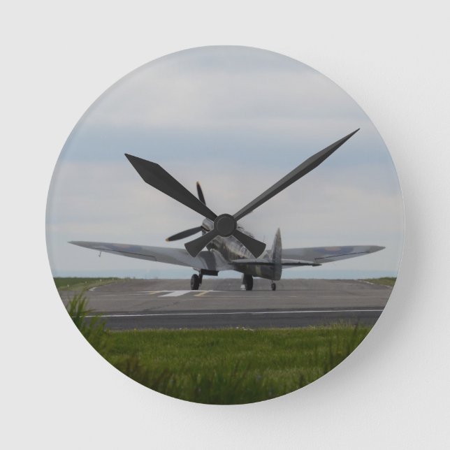 Spitfire Ready For Takeoff Round Clock (Front)