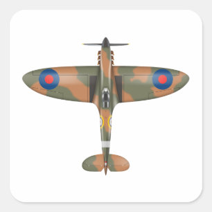 spitfire top view square sticker