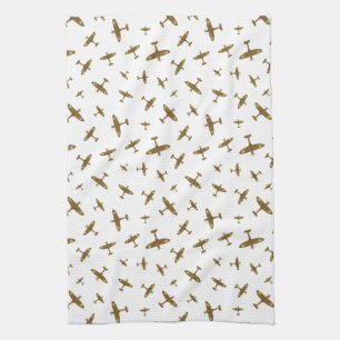 Spitfire War Plane Pattern Tea Towel