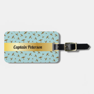 Spitfire War Planes Light Blue Luggage Tag