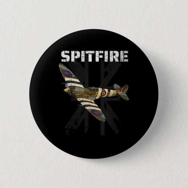 Spitfire Ww2 Battle Of Britain Fighter Plane Ace W 6 Cm Round Badge (Front)