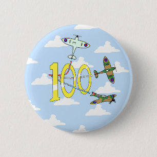 Spitfires 100th Birthday (Blue Sky) 6 Cm Round Badge