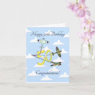 Spitfires 50th Birthday (Sky) Card