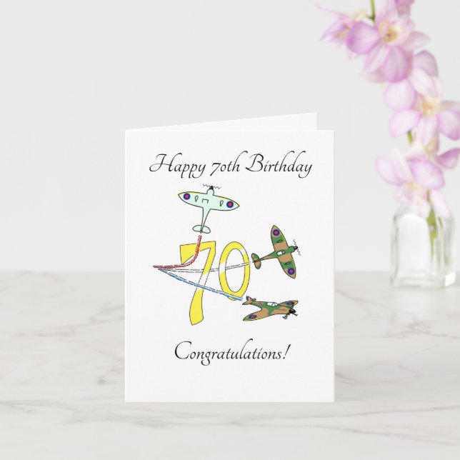 Spitfires 70th Birthday Card (Orchid)