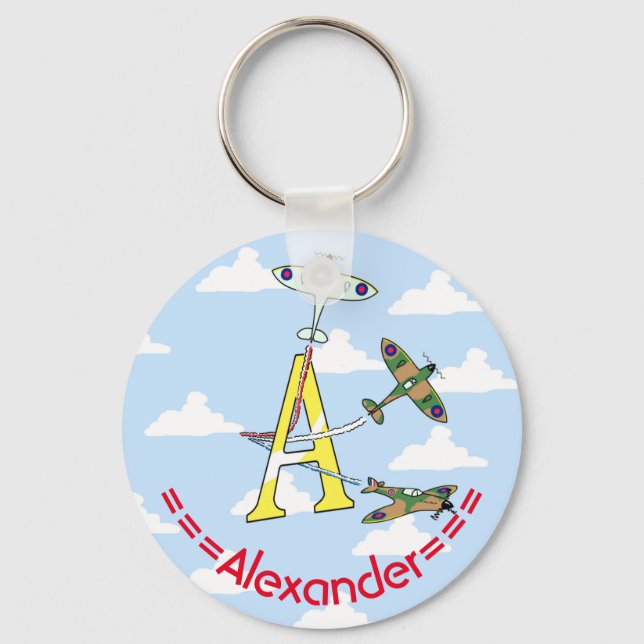 Spitfires Blue Sky - A - Initial Key Ring (Front)