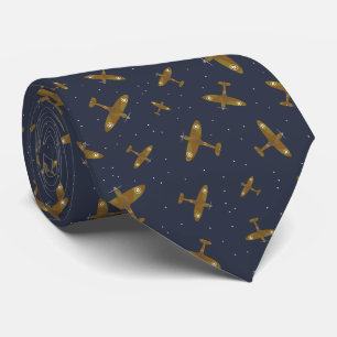 Spitfires Flying in Night Sky Warplane Tie