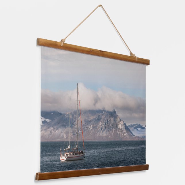 Spitsbergen Svalbard Sailboat Hanging Tapestry (Angled)