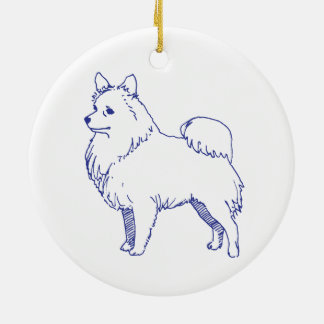 Spitz dog breed ceramic tree decoration