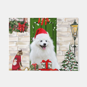 Spitz Dog Christmas  Doormat