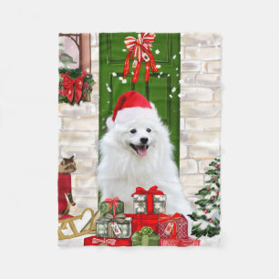 Spitz Dog Christmas Fleece Blanket