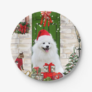 Spitz Dog Christmas Paper Plate