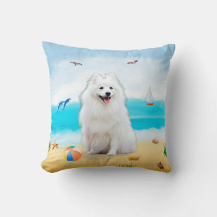 spitz Dog on Beach  Cushion