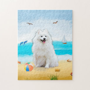 spitz Dog on Beach  Jigsaw Puzzle