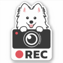 Spitz Dog Recording Vinyl Sticker camera warning