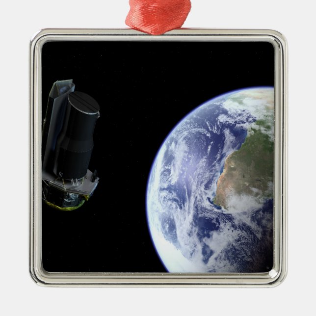 Spitzer departing the Earth soon after launch Metal Tree Decoration (Front)