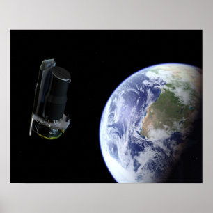 Spitzer departing the Earth soon after launch Poster