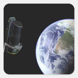Spitzer departing the Earth soon after launch Square Sticker