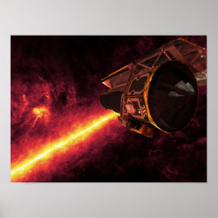 Spitzer seen against the infrared sky poster