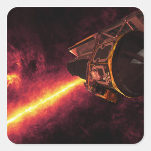 Spitzer seen against the infrared sky square sticker