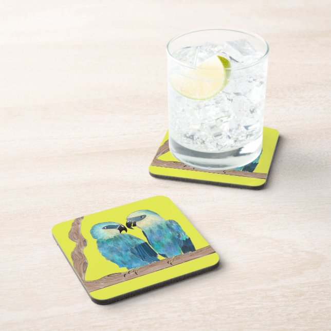 Spix's Macaws on a Coaster Set (Right Side)