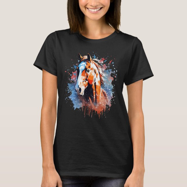 Splash American Quarter Horse  Colorful T-Shirt (Front)