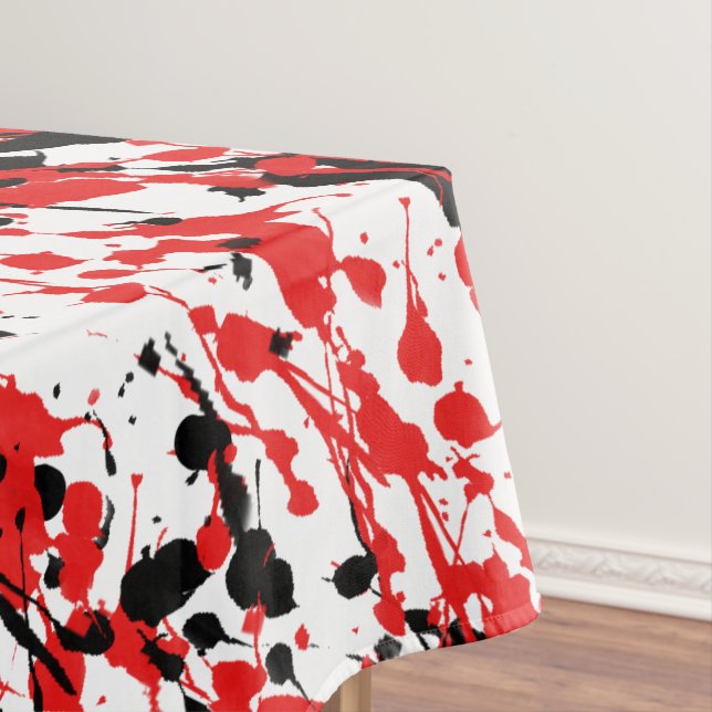 Splash and Drip Art Red and Black Tablecloth (In Situ)