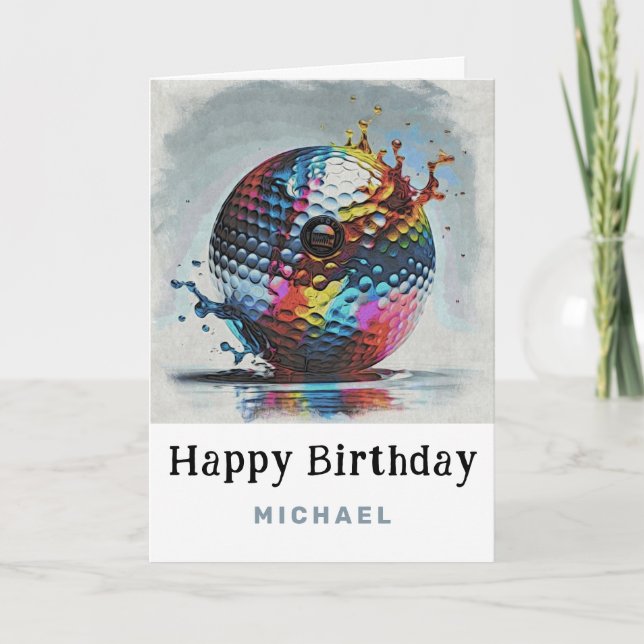 *~*  Splash AP94 Golf Ball Metallic  Birthday Card (Front)