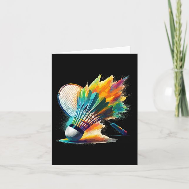 Splash Art Badminton Player Shuttle Racket Sports  Card (Front)