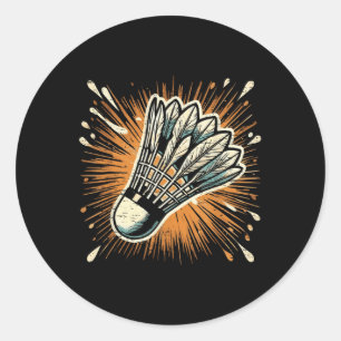 Splash Art Badminton Shuttle  Classic Round Sticker