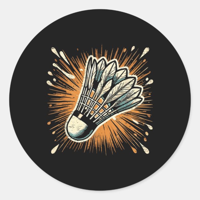 Splash Art Badminton Shuttle  Classic Round Sticker (Front)