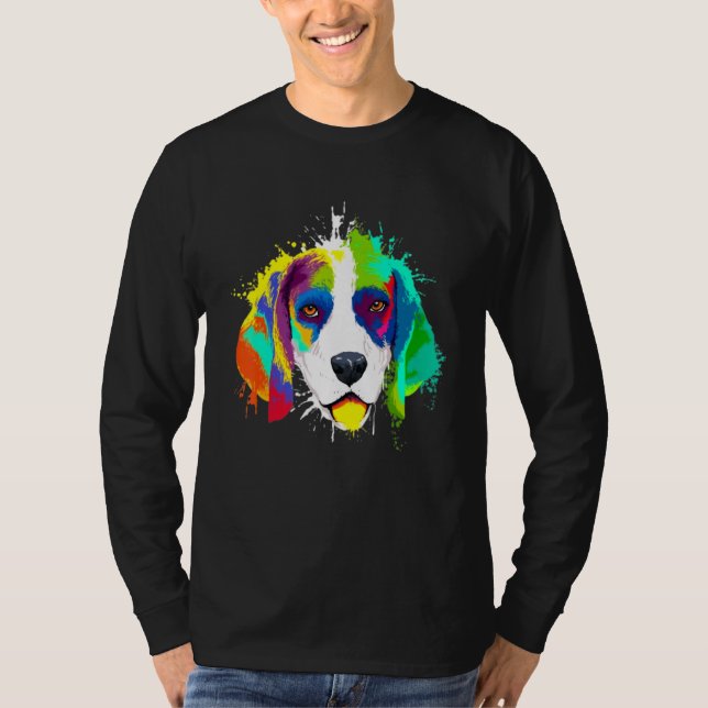 Splash Art Colourful Beagle Dog T-Shirt (Front)