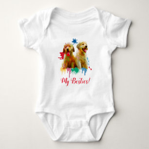 Splash Art Cute Labrador Puppy Dog Baby Bodysuit