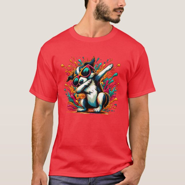 Splash Art Dubbing Dog Sunglasses Puppy Dogs frien T-Shirt (Front)