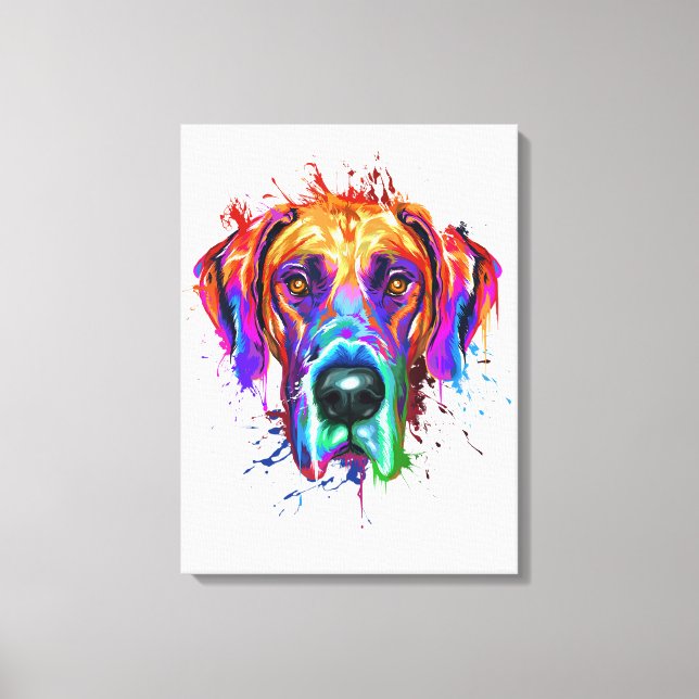 Splash Art Great Dane Puppy Lover Gifts Canvas Print (Front)