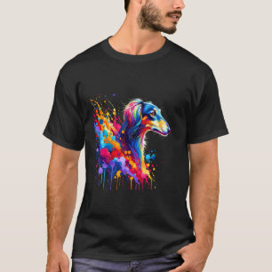 Splash Art Saluki Dog Persian Greyhound T-Shirt