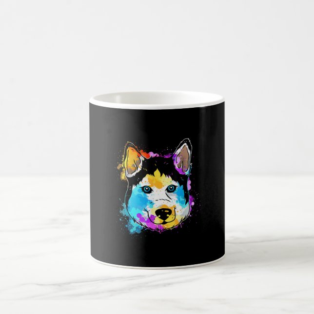 Splash Art Siberian Husky Cute Gift Men Women Coffee Mug (Center)